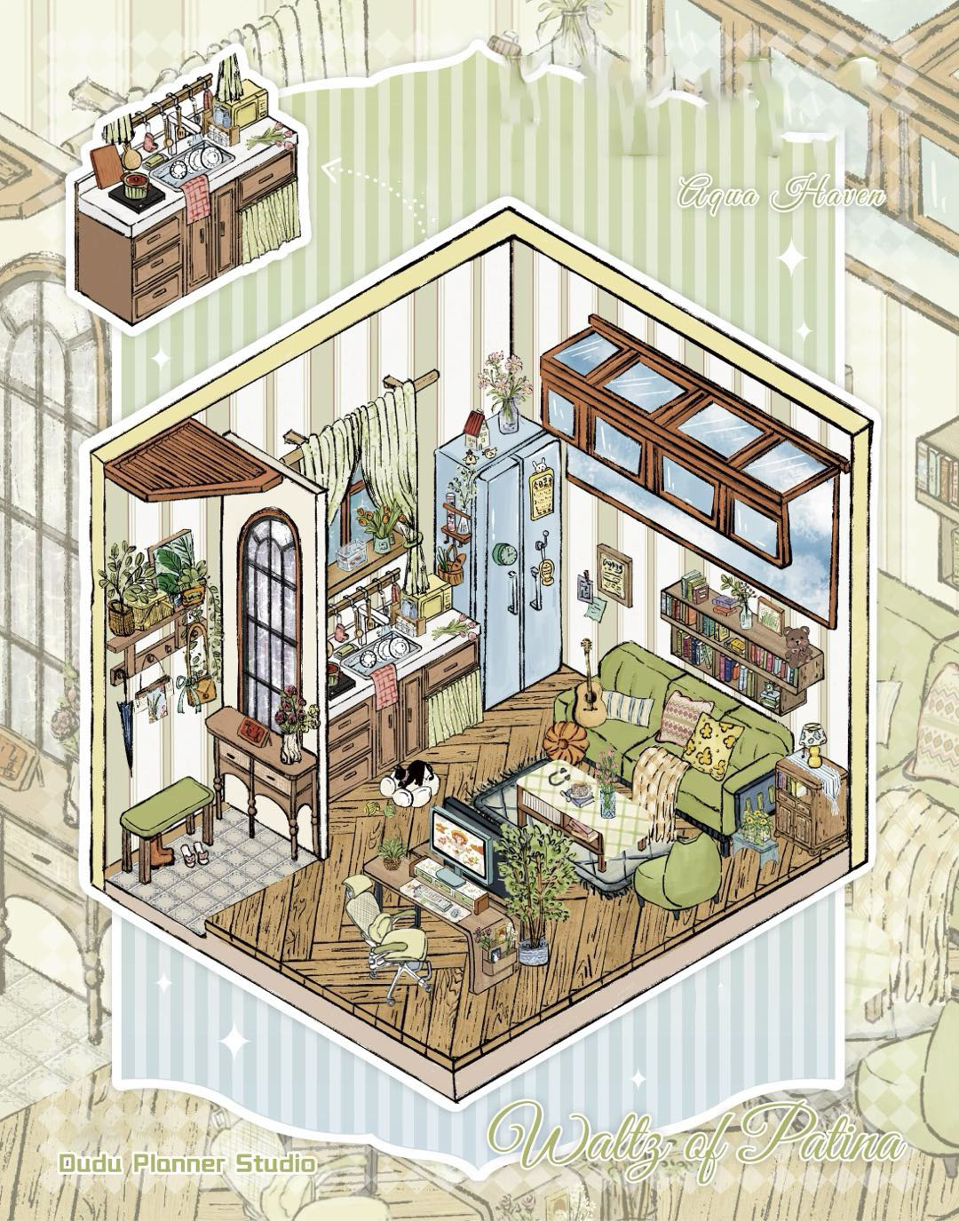 Villa Series DIY 3D Scene Stickers - 4 Cute Miniature Scene