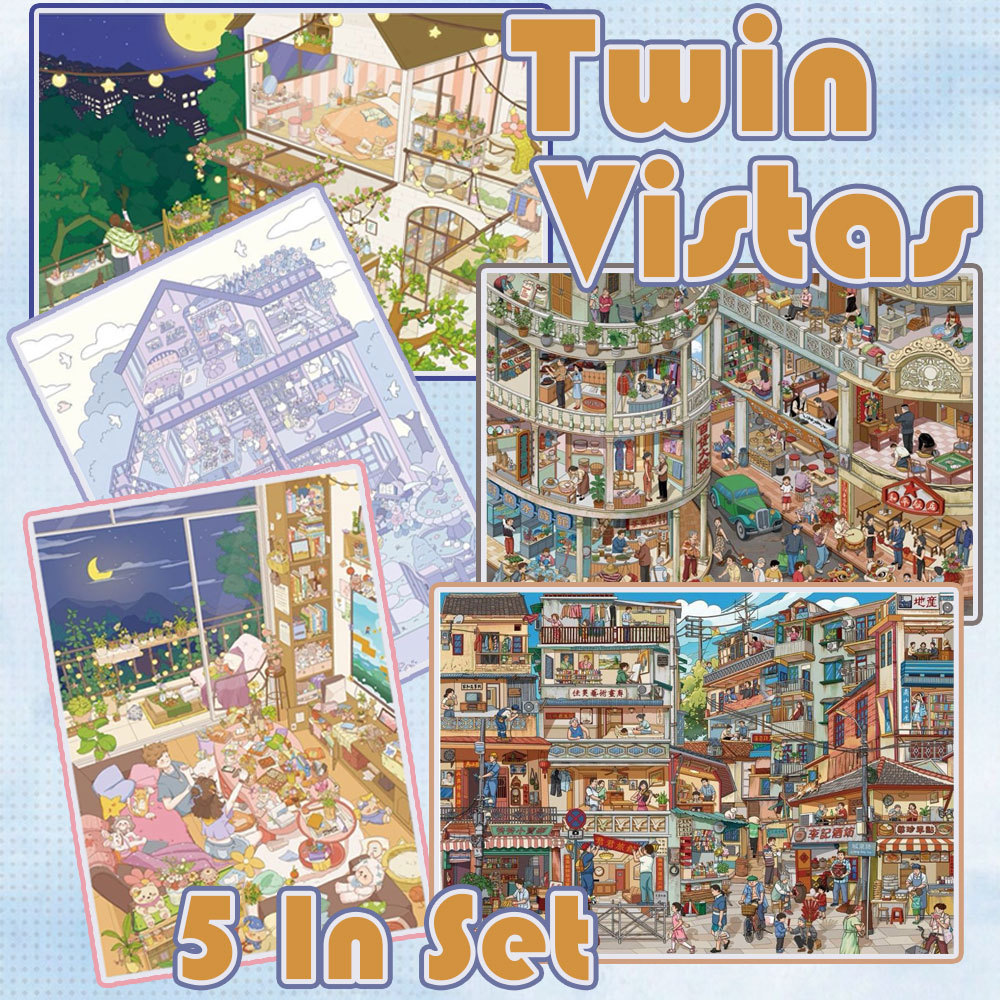 Twin Vistas DIY 3D Scene Stickers Collection - 5 Cute Miniature Scenes