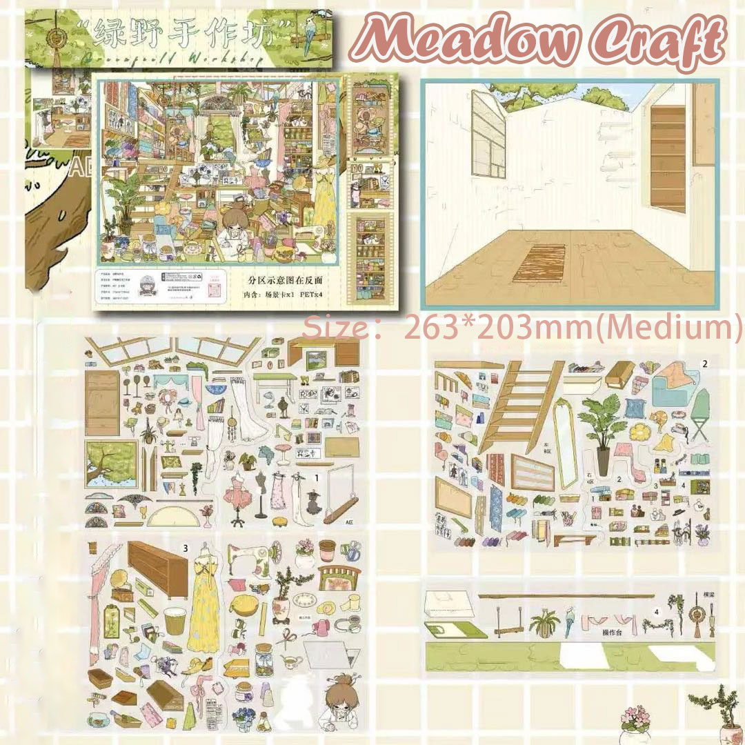 Lemon Town DIY 3D Scene Stickers Collection - 5 Cute Miniature Scenes
