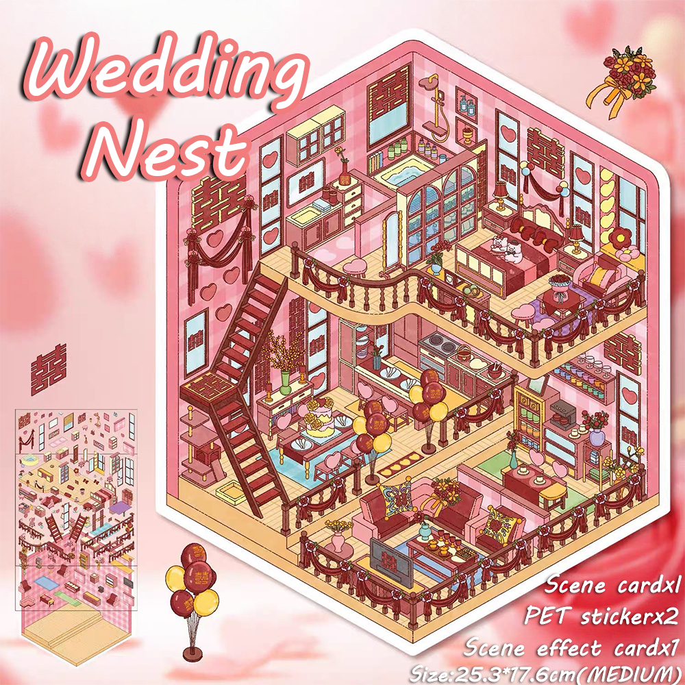 Wedding Nest DIY 3D Sticker Collection - Cute Miniature Scene (Valentine's Day)