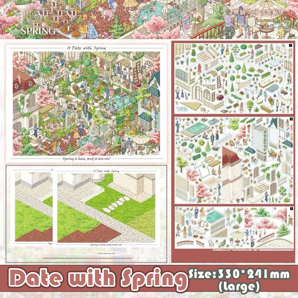  Tiny Town Chapters DIY 3D Scene Stickers Collection - 6 Cute Miniature Scenes