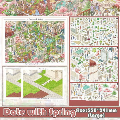  Tiny Town Chapters DIY 3D Scene Stickers Collection - 6 Cute Miniature Scenes