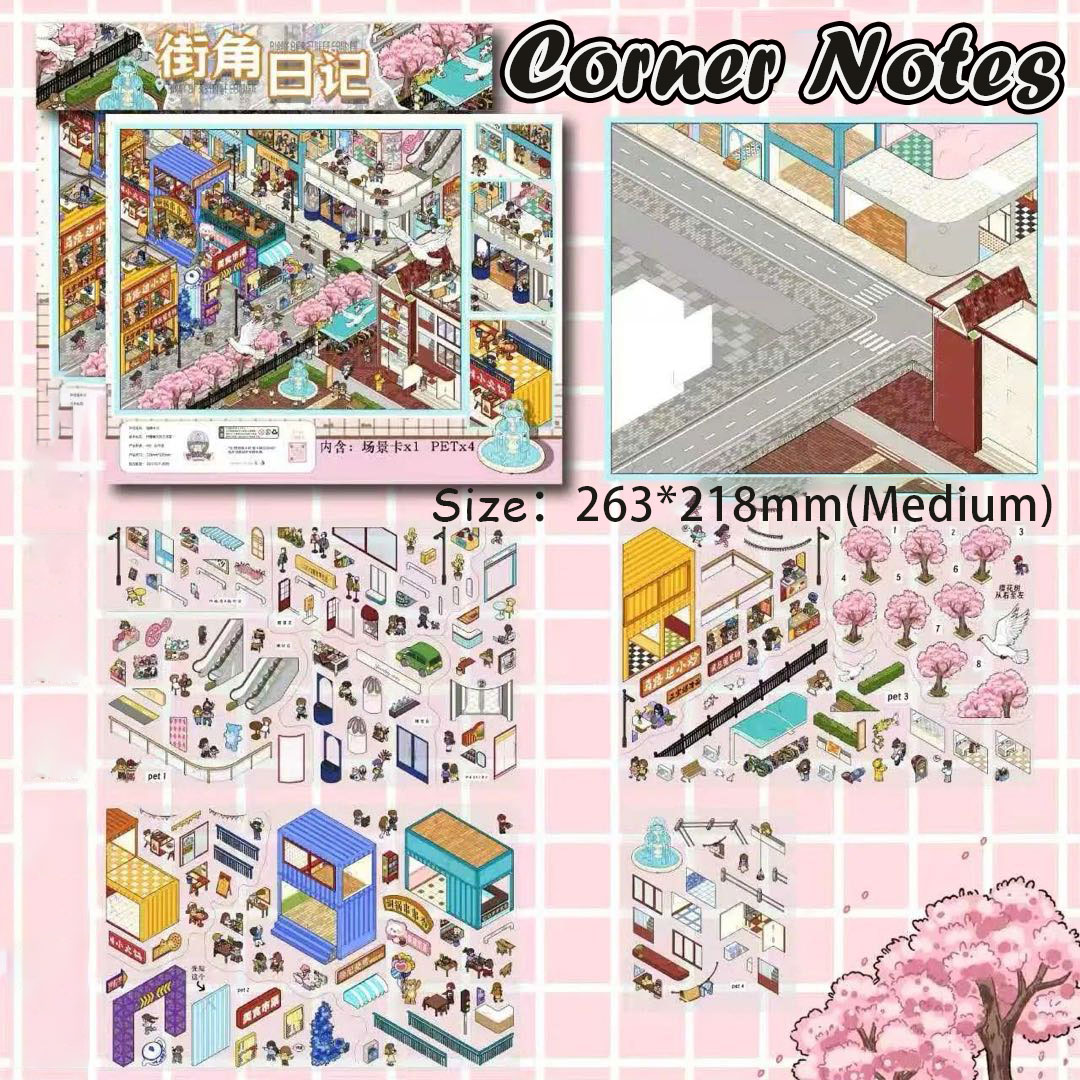 Lemon Town DIY 3D Scene Stickers Collection - 5 Cute Miniature Scenes