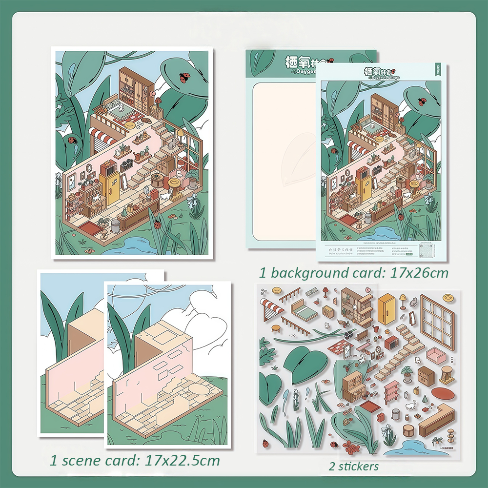 Oxygen Cottage DIY 3D Sticker Collection - Cute Miniature Scene