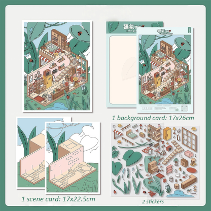Oxygen Cottage DIY 3D Sticker Collection - Cute Miniature Scene