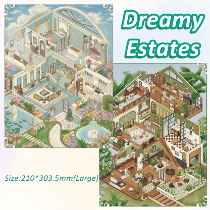 Dreamy Estates DIY 3D Sticker Collection - 2 Cute Miniature Scenes