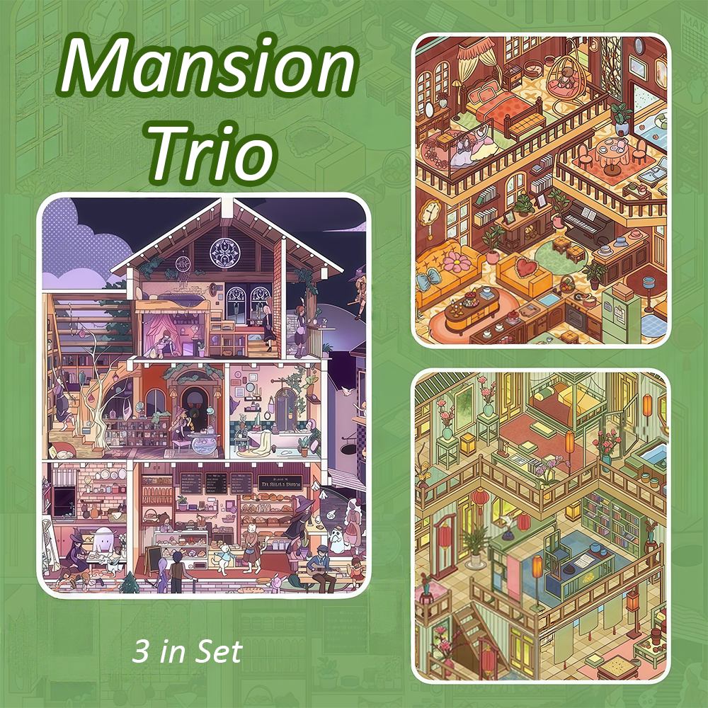 Mini Mansions DIY 3D Sticker Collection -3 Cute Miniature Scenes