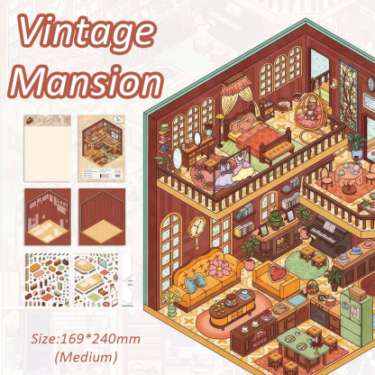 Mini Mansions DIY 3D Sticker Collection -3 Cute Miniature Scenes