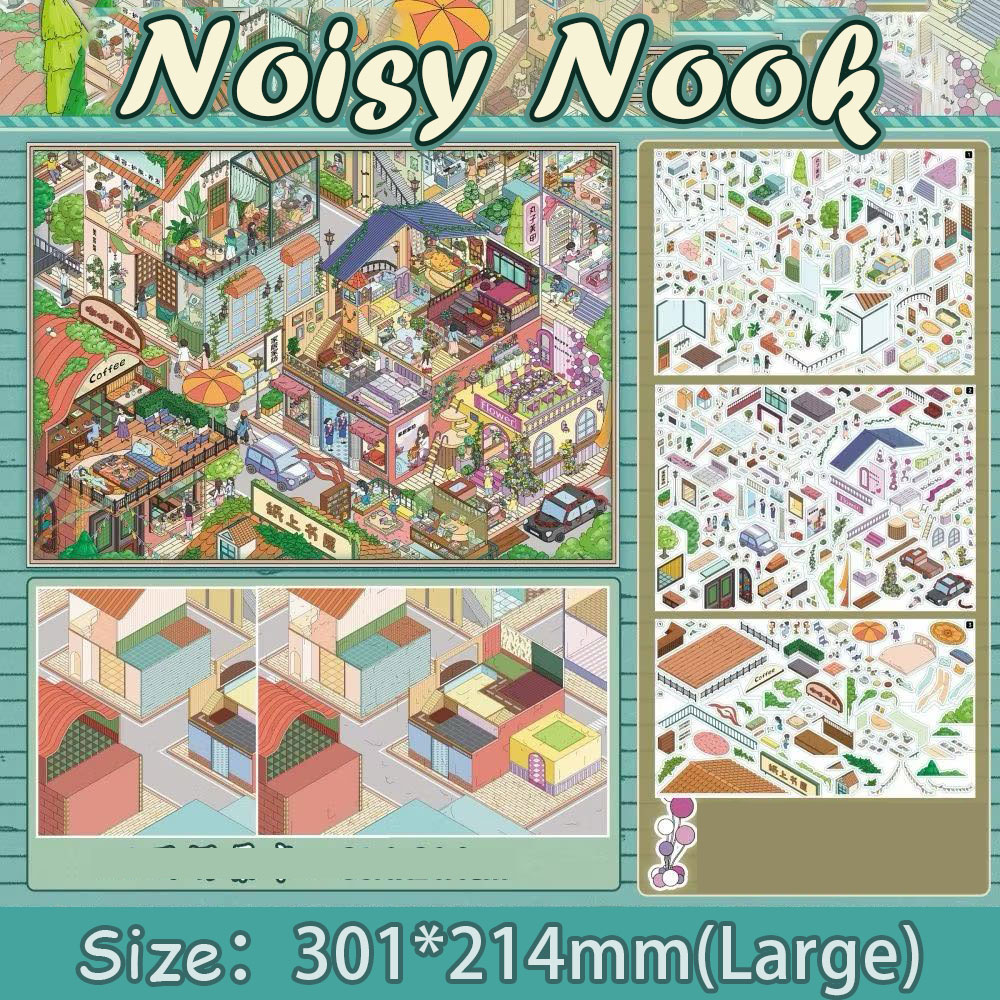 Lemon Town DIY 3D Scene Stickers Collection - 5 Cute Miniature Scenes