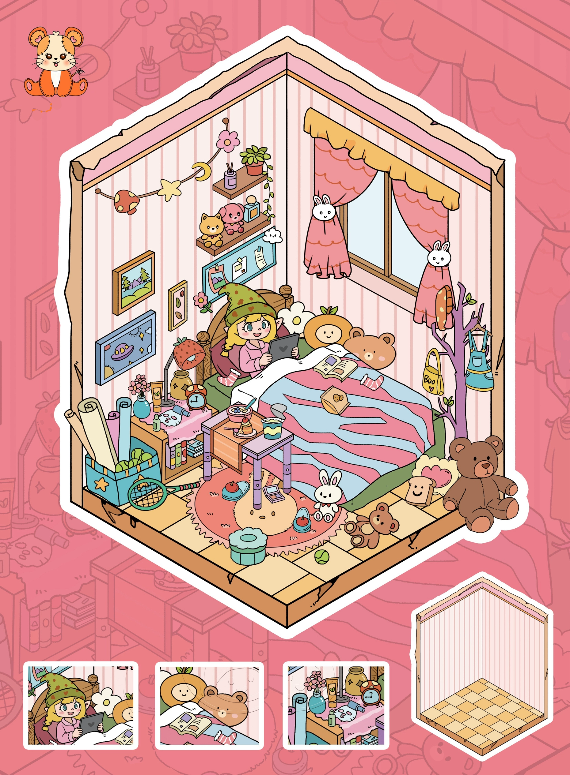 Fairy's Holiday Memories DIY 3D Sticker Collection - 4 Cute Miniature Scenes