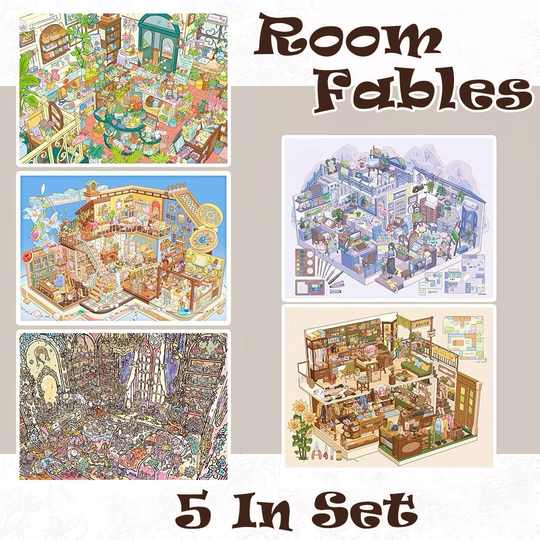 Room Fables DIY 3D Scene Stickers Collection - 5 Cute Miniature Scenes