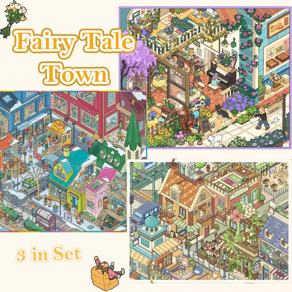 Fairy Tale Town DIY 3D Scene Stickers - 3 Cute Miniature Scenes