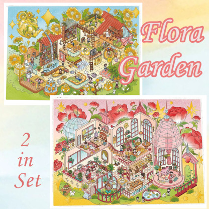 Flora Garden DIY 3D Scene Stickers - 2 Cute Miniature Scenes