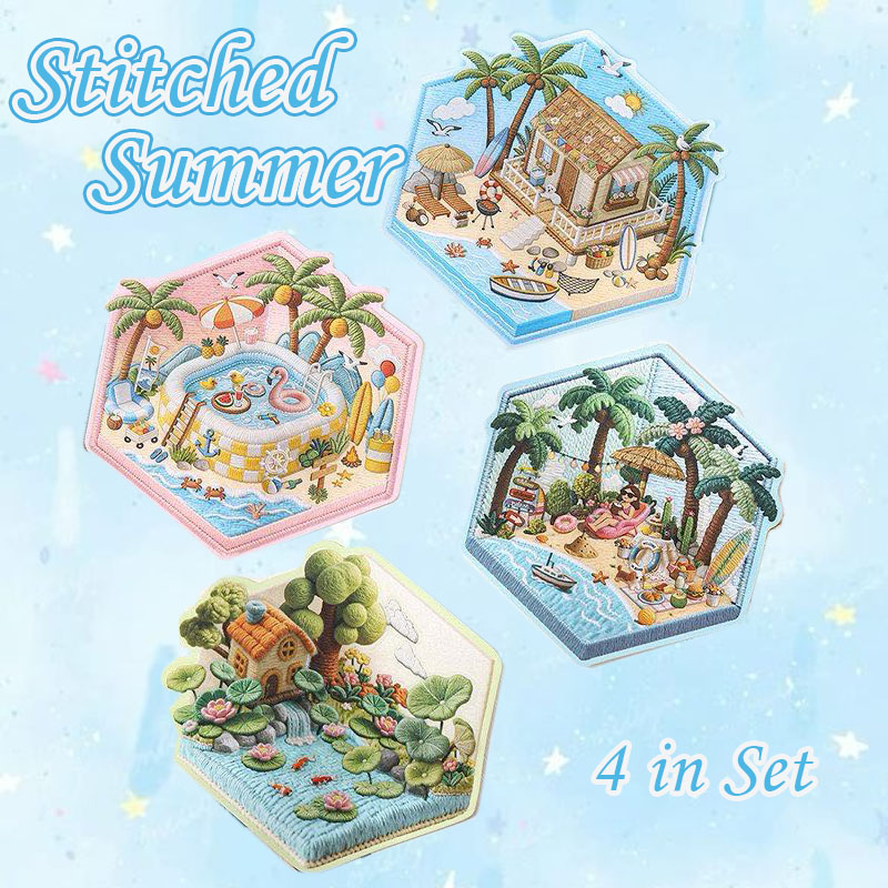 Stitched Summer DIY 3D Scene Stickers Collection - 4 Cute Miniature Scenes