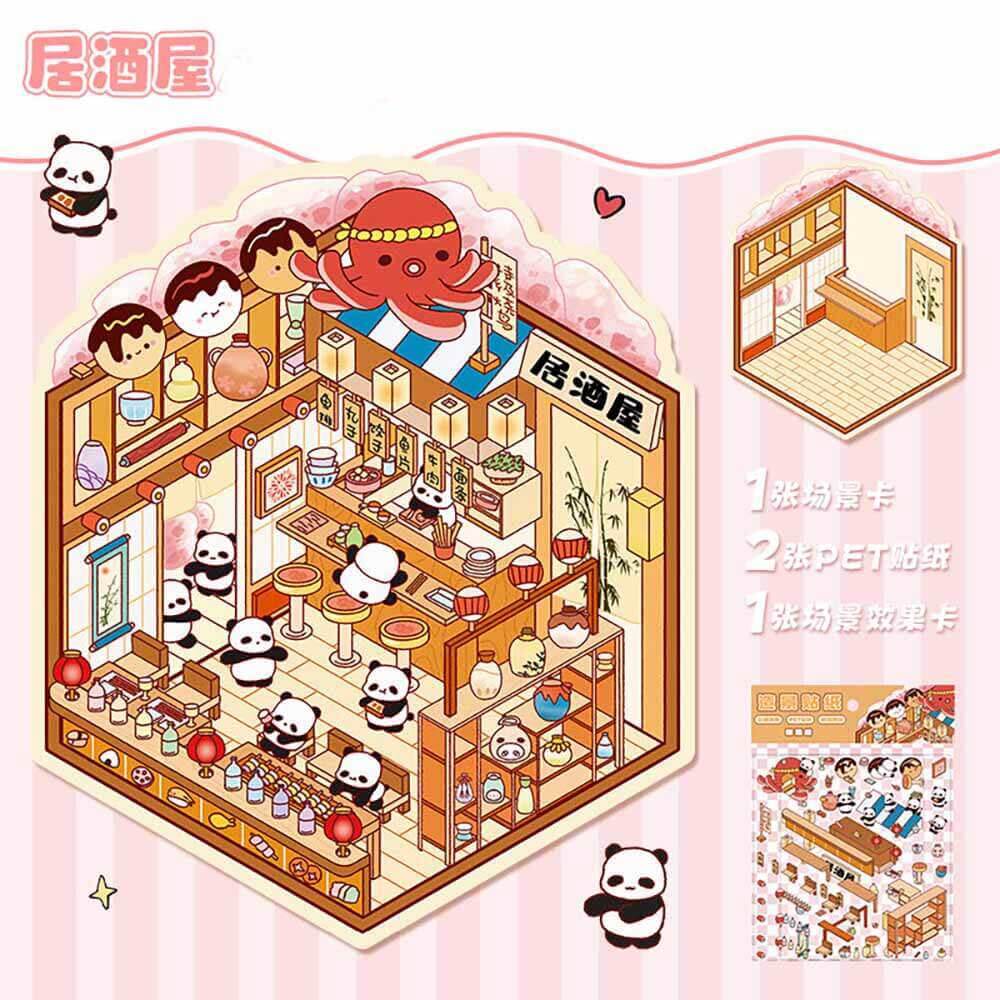 Furry Friends Tycoon DIY 3D Scene Stickers 4 Cute Miniature Scenes