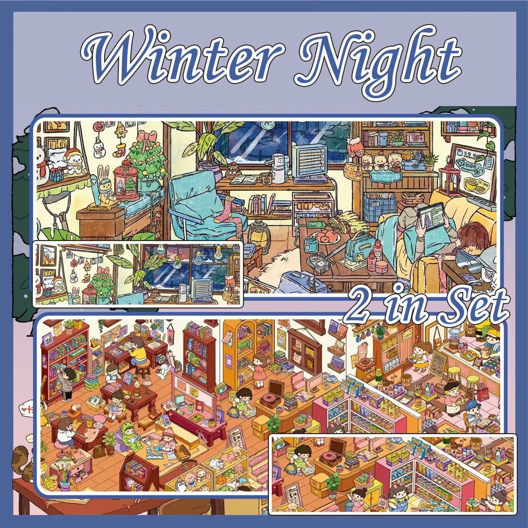 Winter Night DIY 3D Sticker Collection - 2 Cute Miniature Scenes