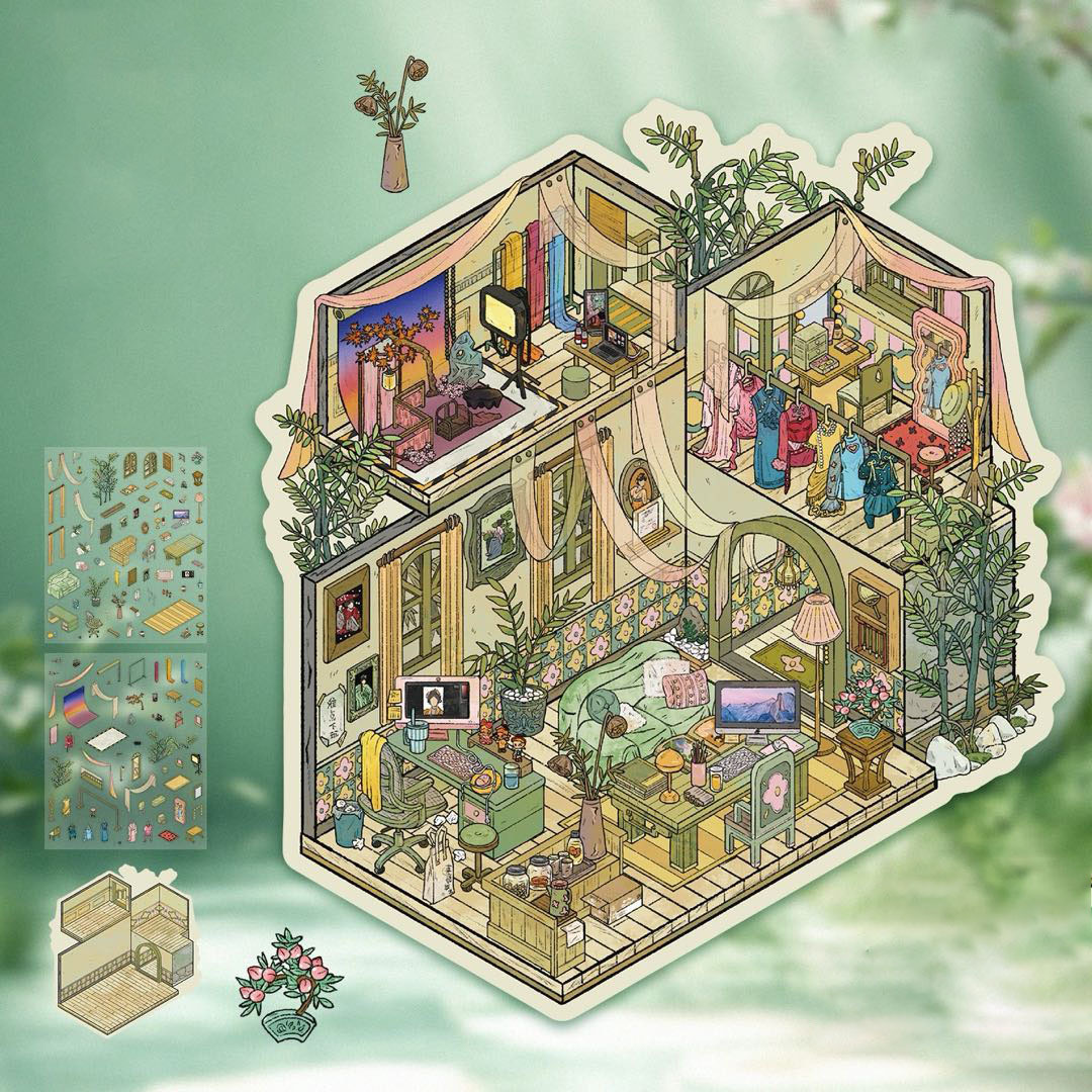  Back to the millennium DIY 3D Sticker Collection - 4 Cute Miniature Scenes