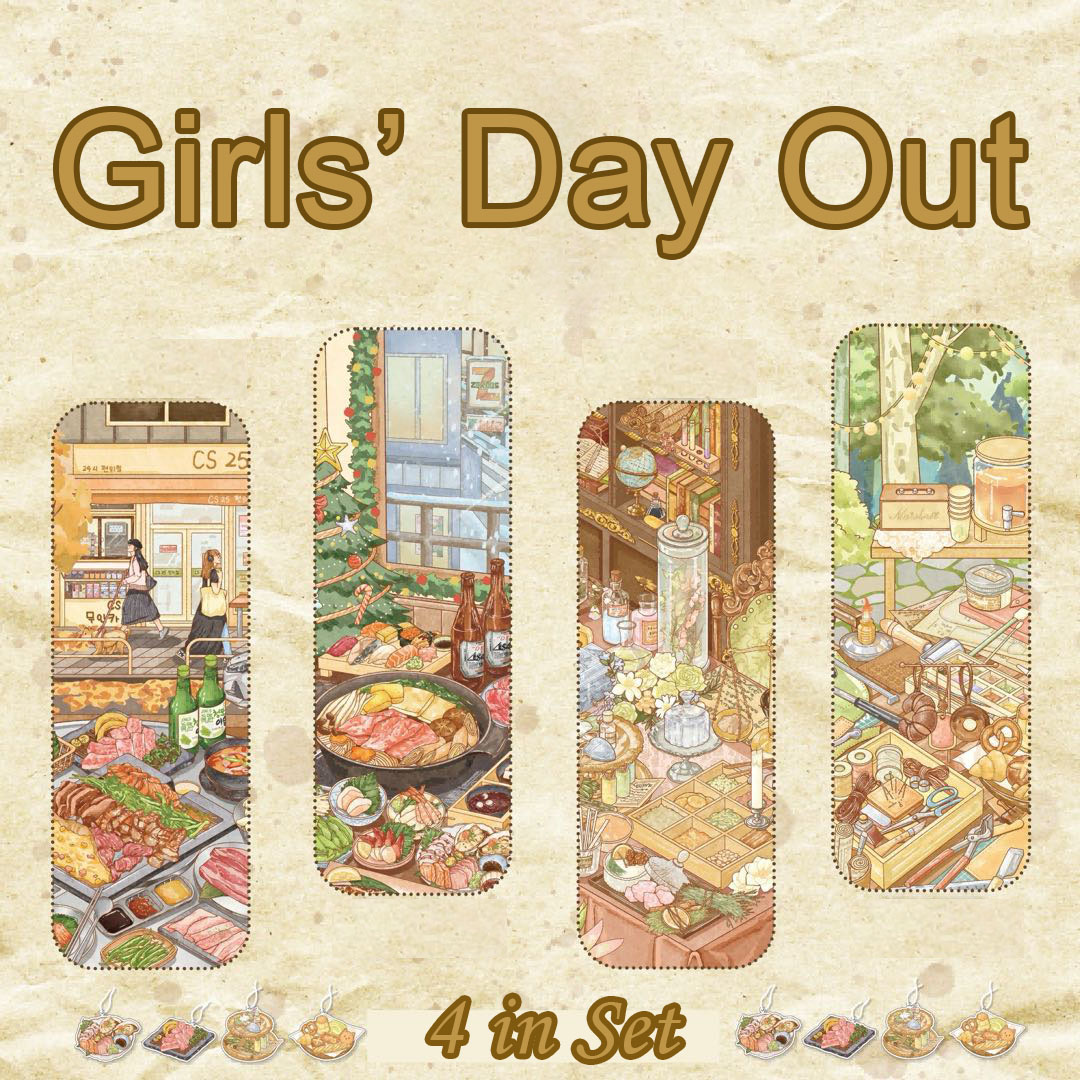 Girls‘ Day Out DIY 3D Scene Stickers Collection - 4 Cute Miniature Scenes