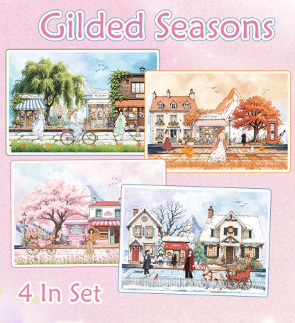 Gilded Seasons DIY 3D Scene Stickers Collection - 4 Cute Miniature Scenes