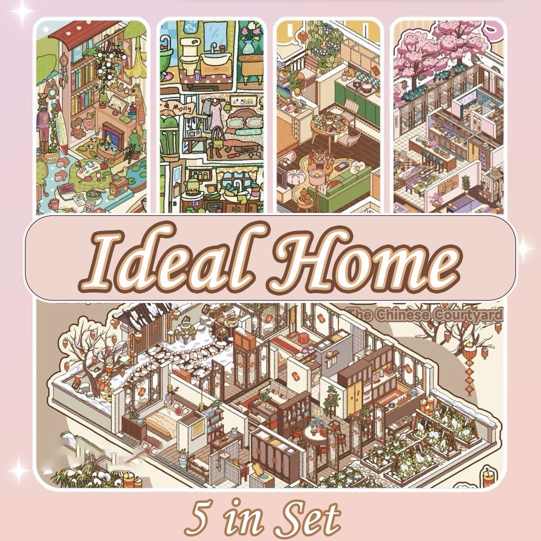 Ideal Home DIY 3D Scene Stickers Collection - 5 Cute Miniature Scenes