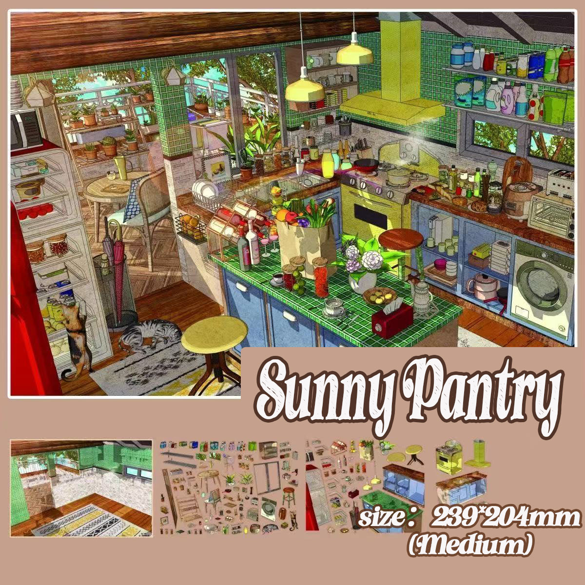 Cottagecore DIY 3D Scene Stickers Collection - 2 Cute Miniature Scenes