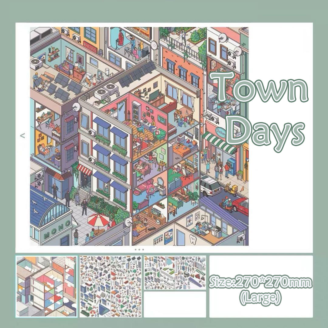 Metropolis DIY 3D Scene Stickers Collection - 4 Cute Miniature Scenes