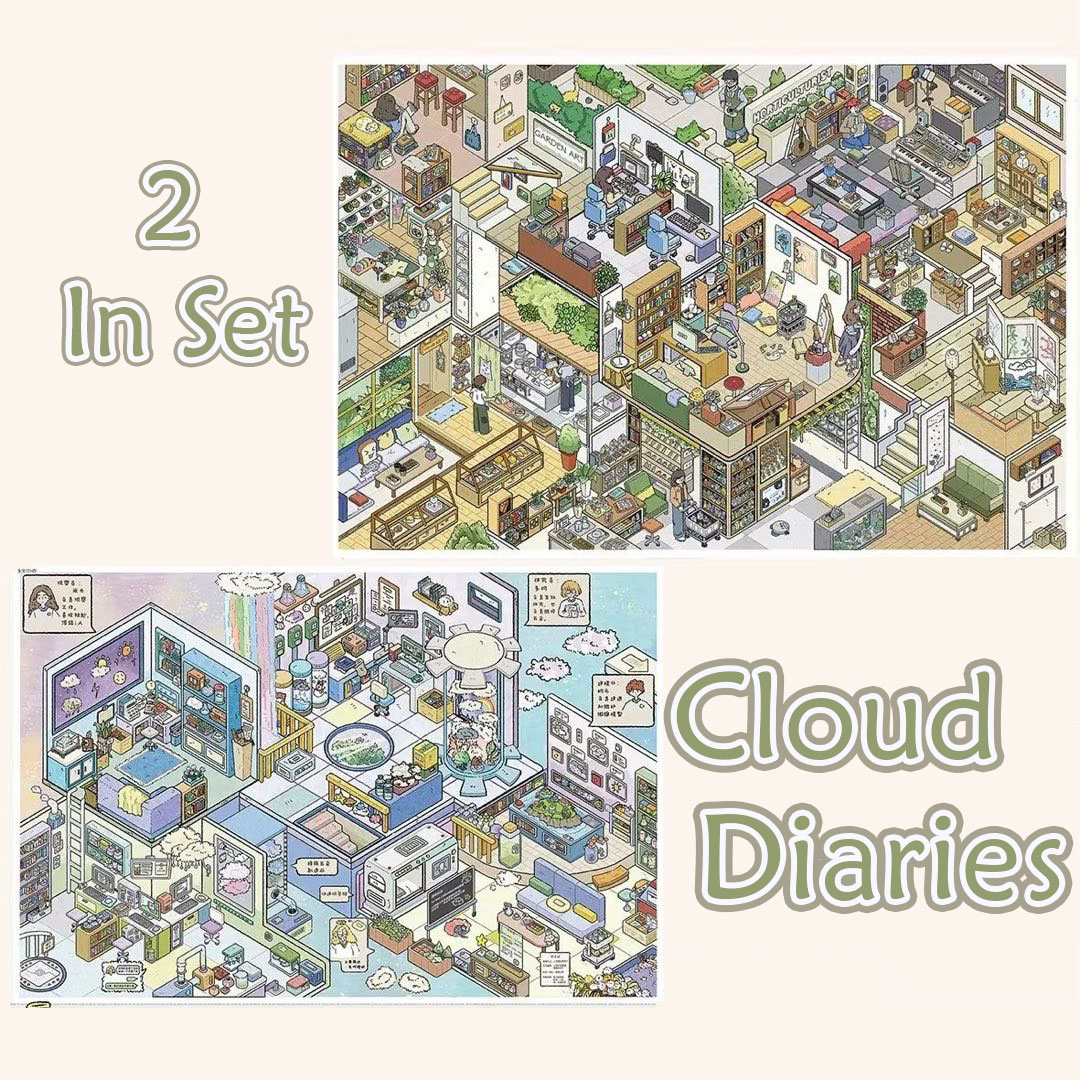 Cloud Diaries DIY 3D Sticker Collection -2 Cute Miniature Scenes