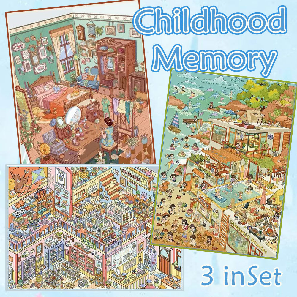 Childhood Memory DIY 3D Scene Stickers Collection - 3 Cute Miniature Scenes