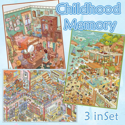 Childhood Memory DIY 3D Scene Stickers Collection - 3 Cute Miniature Scenes