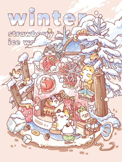 Kitten's Mini World DIY 3D Sticker Collection -4 Cute Miniature Scenes