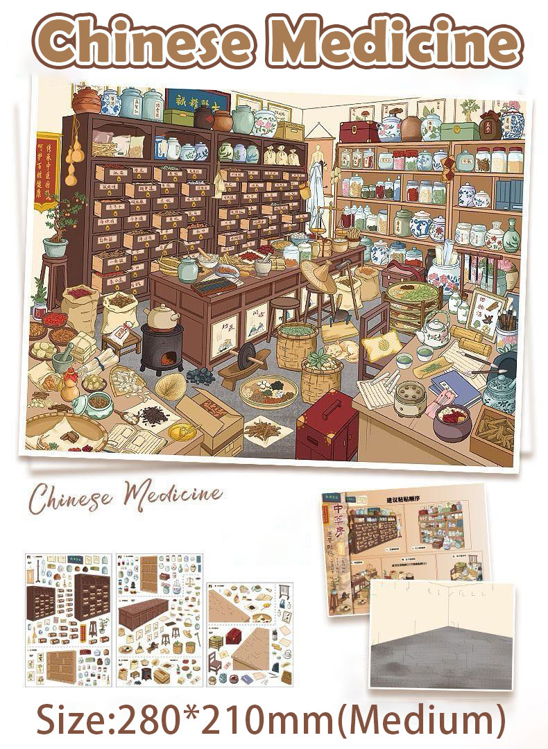 Timeless Lanes DIY 3D Scene Stickers Collection - 4 Cute Miniature Scenes