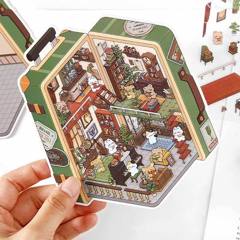 Fantasy Gift Shop DIY 3D Scene Stickers 4 Cute Miniature Scenes