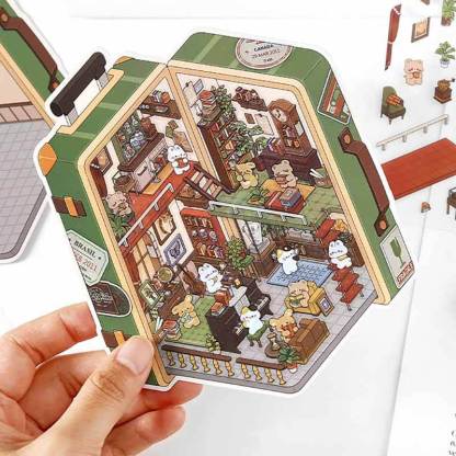 Fantasy Gift Shop DIY 3D Scene Stickers 4 Cute Miniature Scenes