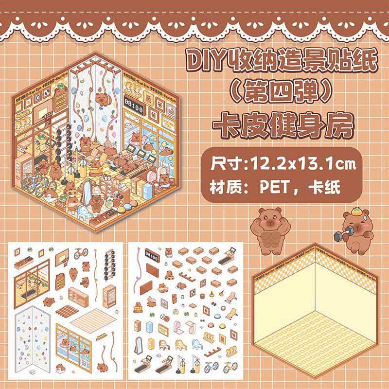 Whimsical Critter Town DIY 3D Sticker Collection 4 Cute Miniature Scenes