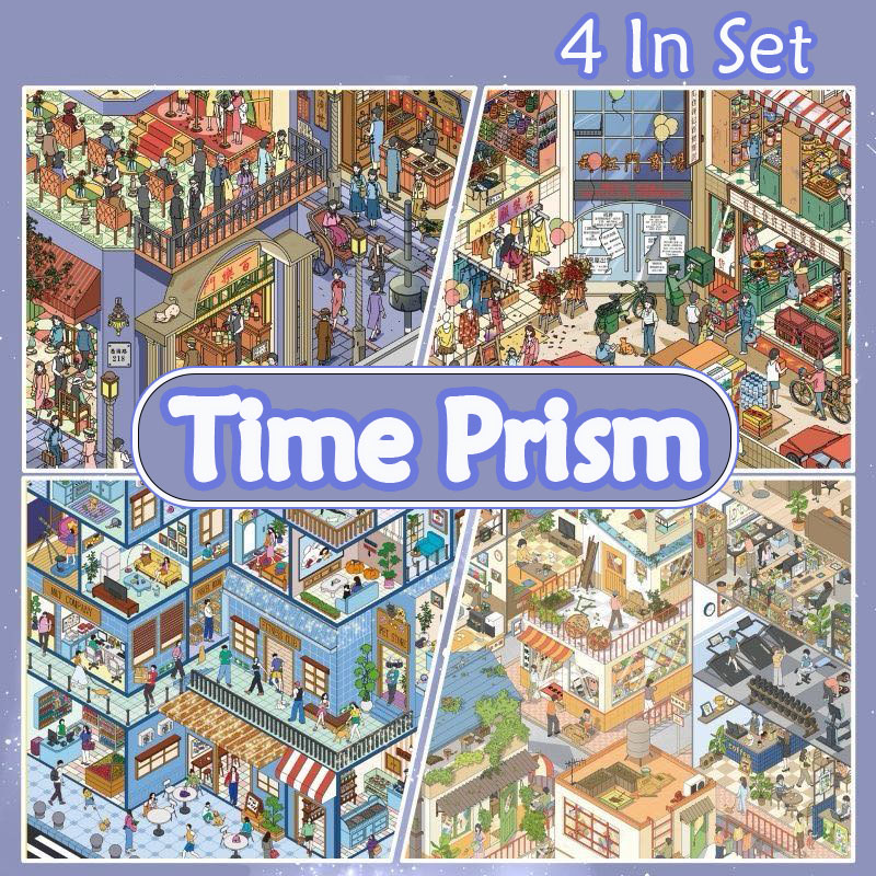 Time Prism  DIY 3D Scene Stickers Collection - 4 Cute Miniature Scenes