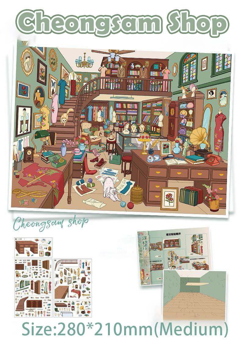 Timeless Lanes DIY 3D Scene Stickers Collection - 4 Cute Miniature Scenes
