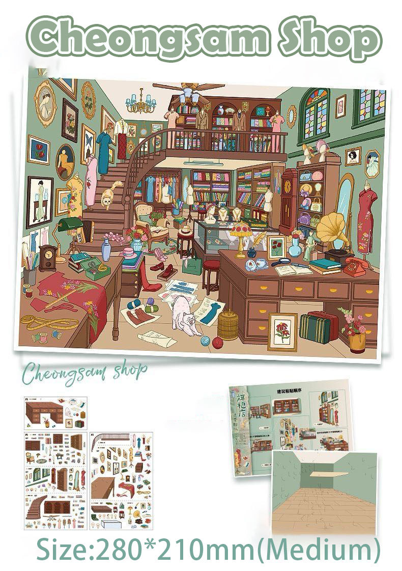 Timeless Lanes DIY 3D Scene Stickers Collection - 4 Cute Miniature Scenes