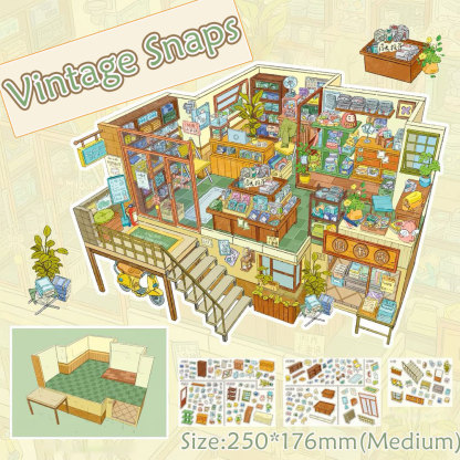Old Film Dwelling DIY 3D Scene Stickers Collection - 2 Cute Miniature Scenes