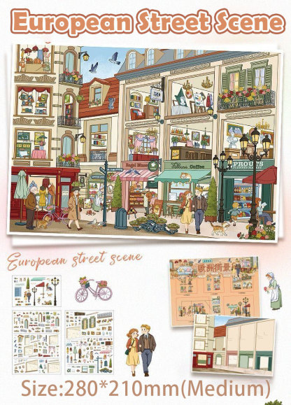 Timeless Lanes DIY 3D Scene Stickers Collection - 4 Cute Miniature Scenes