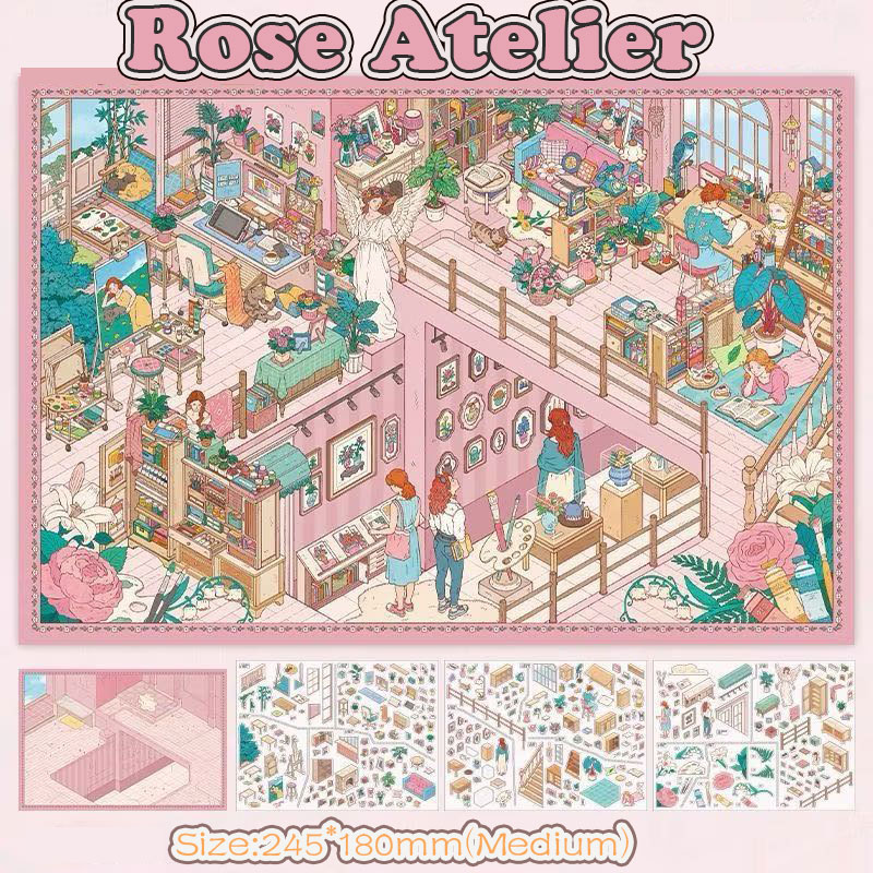 Petal Studio DIY 3D Scene Stickers Collection - 3 Cute Miniature Scenes