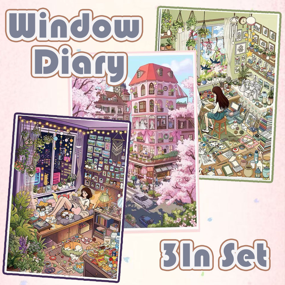 Window Diary DIY 3D Scene Stickers Collection - 3 Cute Miniature Scenes