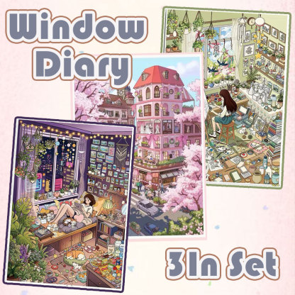 Window Diary DIY 3D Scene Stickers Collection - 3 Cute Miniature Scenes