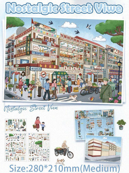 Timeless Lanes DIY 3D Scene Stickers Collection - 4 Cute Miniature Scenes