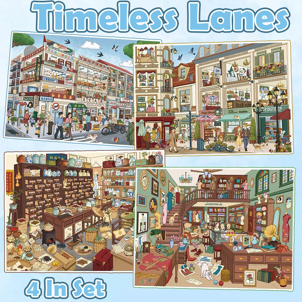 Timeless Lanes DIY 3D Scene Stickers Collection - 4 Cute Miniature Scenes