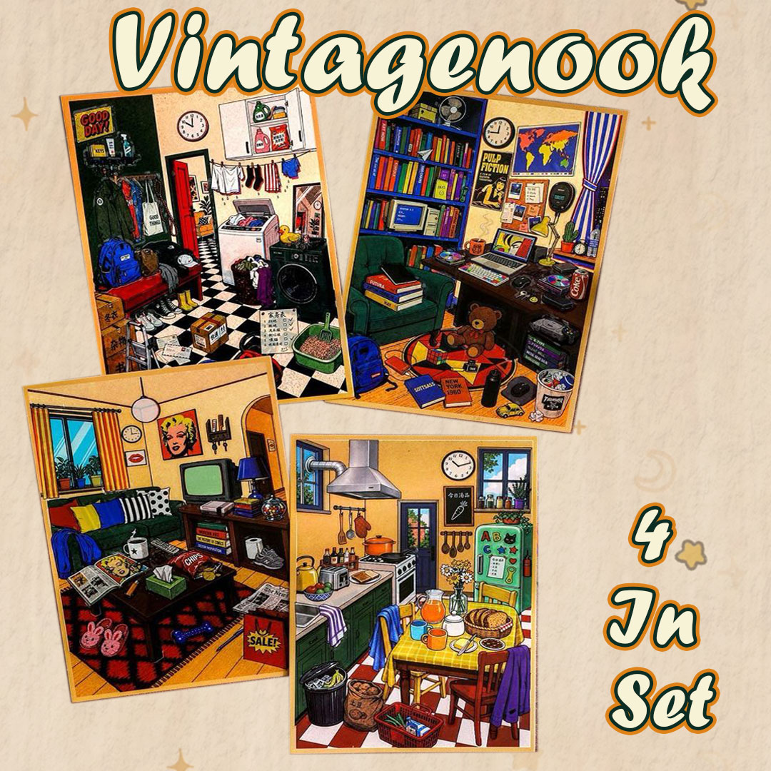  Vintagenook DIY 3D Scene Stickers Collection - 4 Cute Miniature Scenes