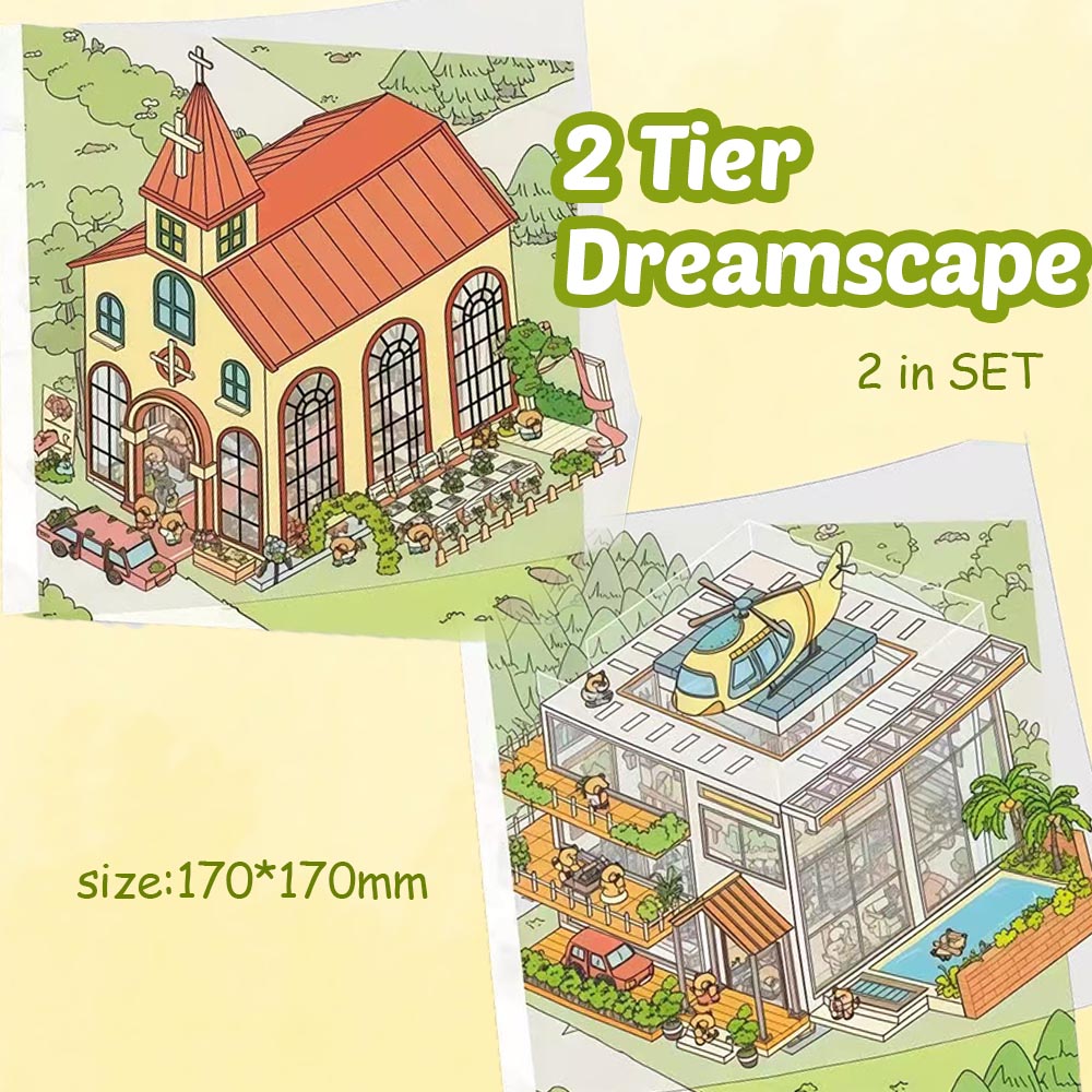 2-Tier Dreamscape DIY 3D Sticker Collection - 2 Cute Miniature Scenes