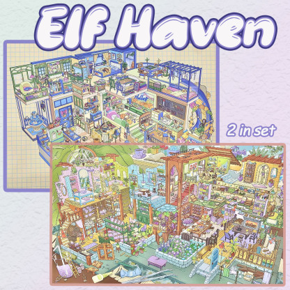 Elf Haven DIY 3D Scene Stickers Collection - 2 Cute Miniature Scenes