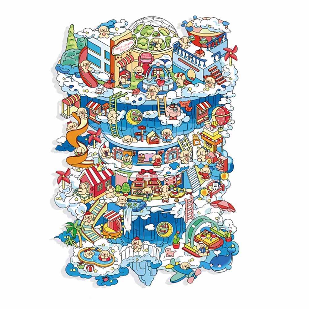 Sky City DIY 3D Scene Stickers 2 Cute Miniature Scenes