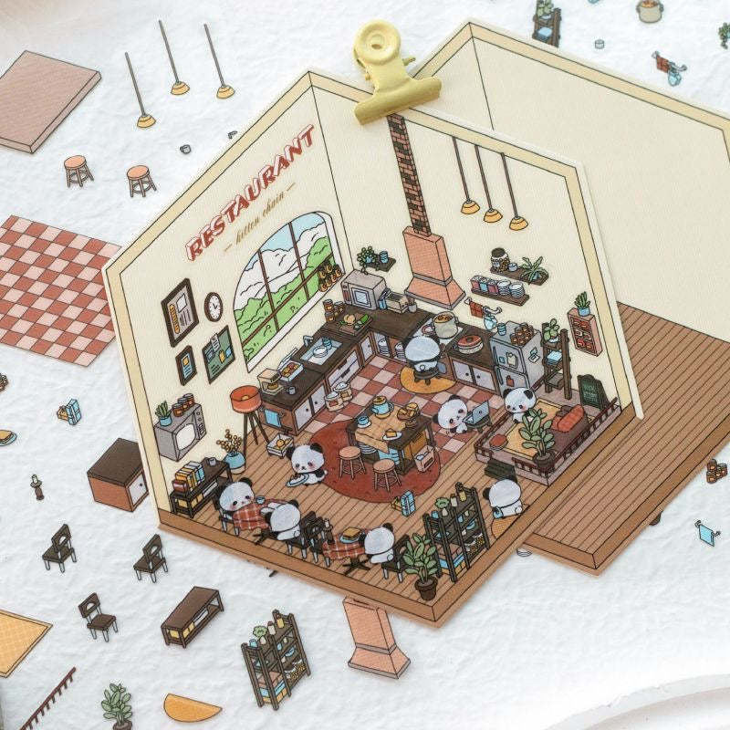 Panda Home Collection  DIY 3D Scene Stickers 4 Cute Miniature Scenes