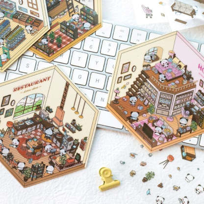 Panda Home Collection  DIY 3D Scene Stickers 4 Cute Miniature Scenes